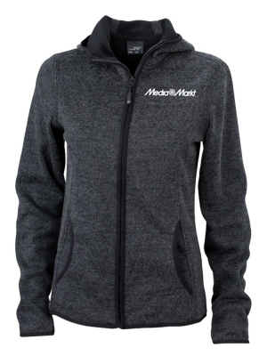 Damen Knitted Fleece Hoodie Schwarz